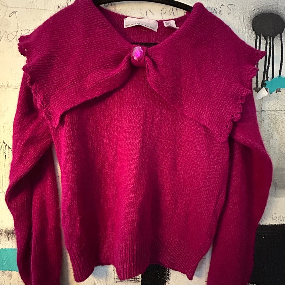Women's Pink Sweater with Unique Collar